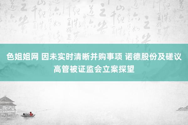 色姐姐网 因未实时清晰并购事项 诺德股份及磋议高管被证监会立案探望