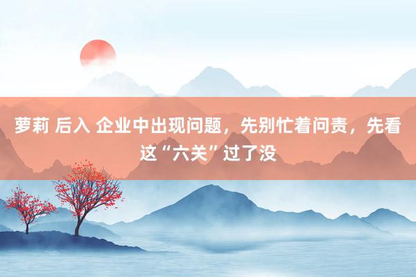 萝莉 后入 企业中出现问题，先别忙着问责，先看这“六关”过了没