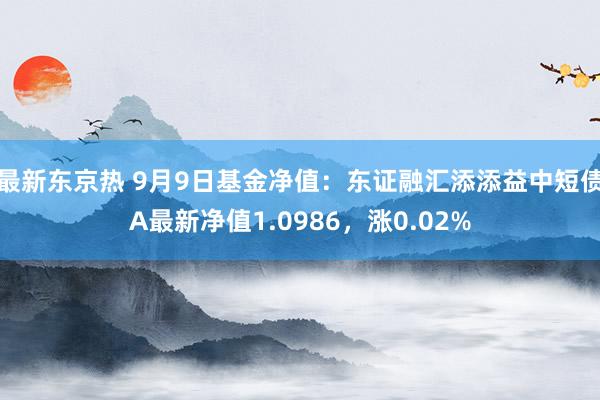 最新东京热 9月9日基金净值：东证融汇添添益中短债A最新净值1.0986，涨0.02%