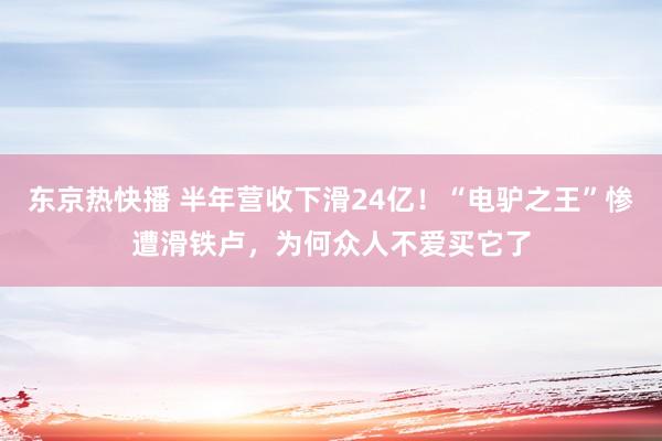 东京热快播 半年营收下滑24亿！“电驴之王”惨遭滑铁卢，为何众人不爱买它了