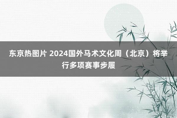 东京热图片 2024国外马术文化周（北京）将举行多项赛事步履