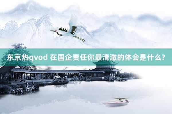 东京热qvod 在国企责任你最清澈的体会是什么?