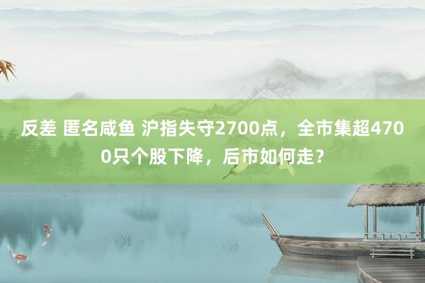 反差 匿名咸鱼 沪指失守2700点，全市集超4700只个股下降，后市如何走？