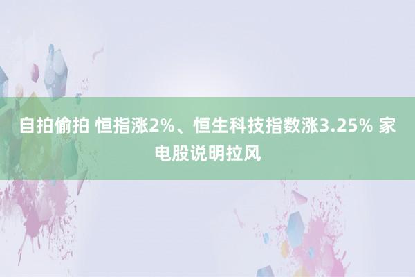 自拍偷拍 恒指涨2%、恒生科技指数涨3.25% 家电股说明拉风