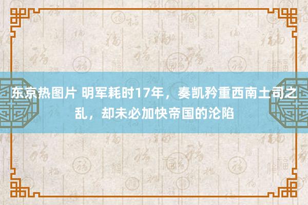 东京热图片 明军耗时17年，奏凯矜重西南土司之乱，却未必加快帝国的沦陷