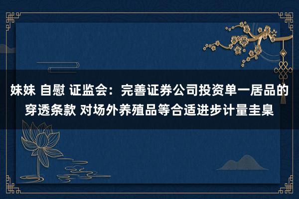 妹妹 自慰 证监会：完善证券公司投资单一居品的穿透条款 对场外养殖品等合适进步计量圭臬