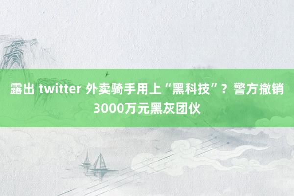 露出 twitter 外卖骑手用上“黑科技”？警方撤销3000万元黑灰团伙