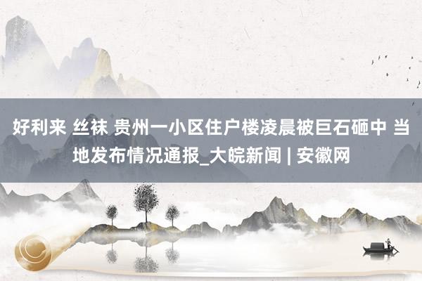 好利来 丝袜 贵州一小区住户楼凌晨被巨石砸中 当地发布情况通报_大皖新闻 | 安徽网