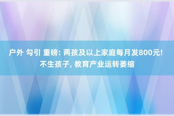 户外 勾引 重磅: 两孩及以上家庭每月发800元! 不生孩子， 教育产业运转萎缩