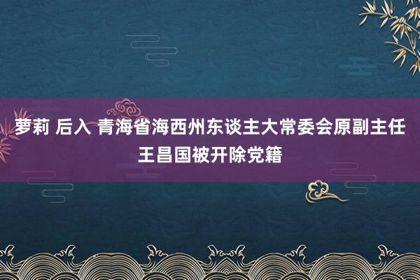 萝莉 后入 青海省海西州东谈主大常委会原副主任王昌国被开除党籍