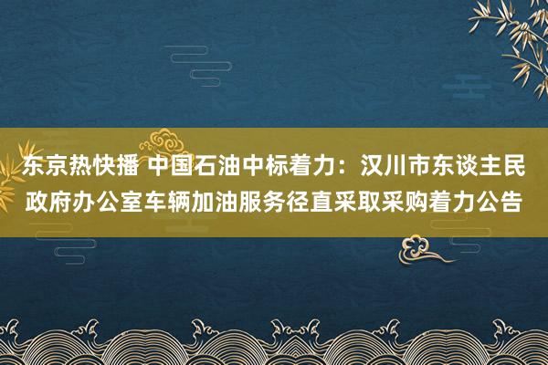 东京热快播 中国石油中标着力：汉川市东谈主民政府办公室车辆加油服务径直采取采购着力公告