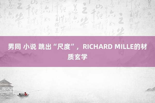 男同 小说 跳出“尺度”，RICHARD MILLE的材质玄学