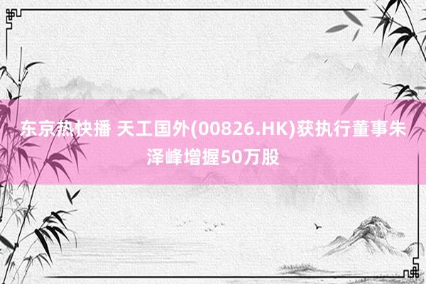 东京热快播 天工国外(00826.HK)获执行董事朱泽峰增握50万股