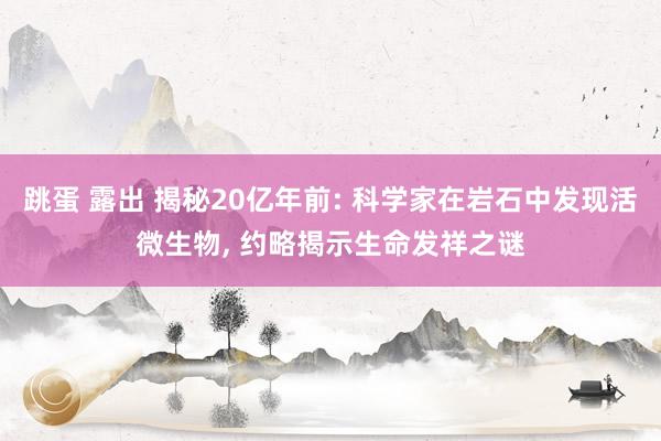 跳蛋 露出 揭秘20亿年前: 科学家在岩石中发现活微生物， 约略揭示生命发祥之谜