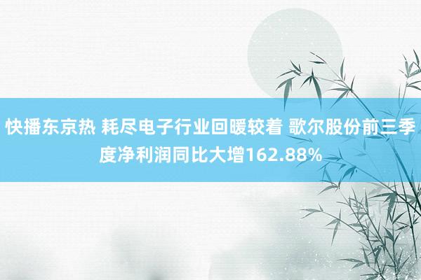 快播东京热 耗尽电子行业回暖较着 歌尔股份前三季度净利润同比大增162.88%