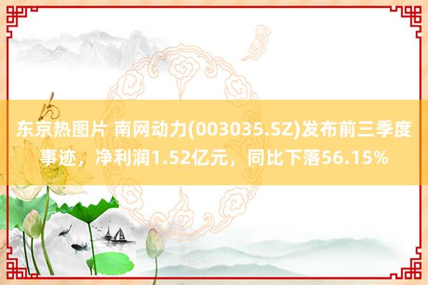 东京热图片 南网动力(003035.SZ)发布前三季度事迹，净利润1.52亿元，同比下落56.15%