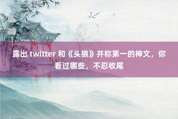 露出 twitter 和《头狼》并称第一的神文，你看过哪些，不忍收尾