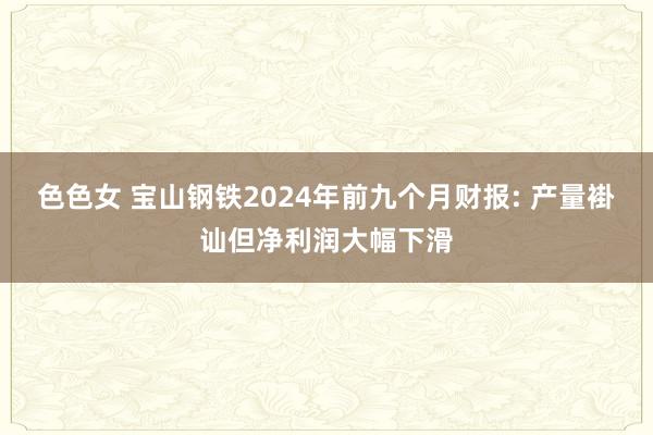 色色女 宝山钢铁2024年前九个月财报: 产量褂讪但净利润大幅下滑