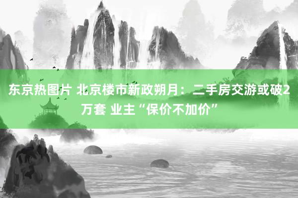 东京热图片 北京楼市新政朔月：二手房交游或破2万套 业主“保价不加价”