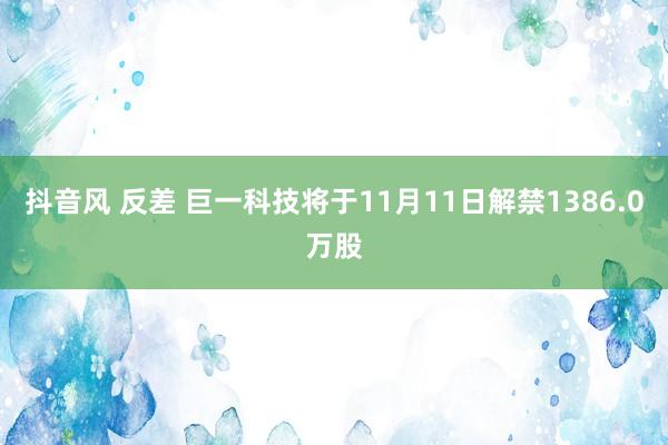 抖音风 反差 巨一科技将于11月11日解禁1386.0万股