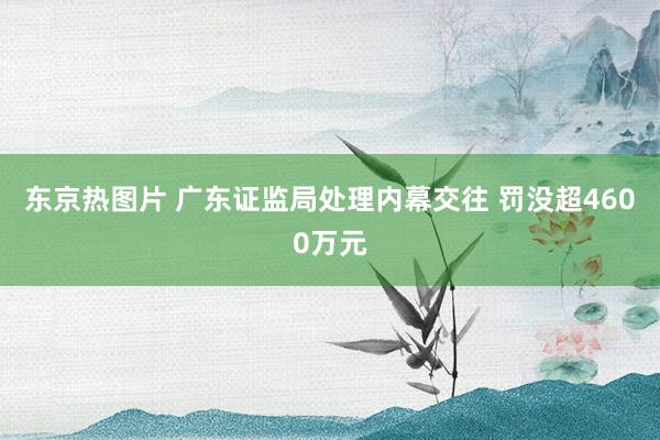 东京热图片 广东证监局处理内幕交往 罚没超4600万元