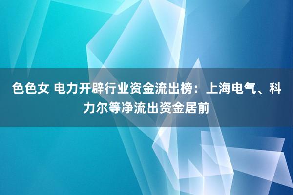 色色女 电力开辟行业资金流出榜：上海电气、科力尔等净流出资金居前